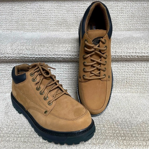 NWB Skechers Men's Size 12 Utility Leather Upper Lug Sole Outdoor Work Boots - Picture 1 of 9